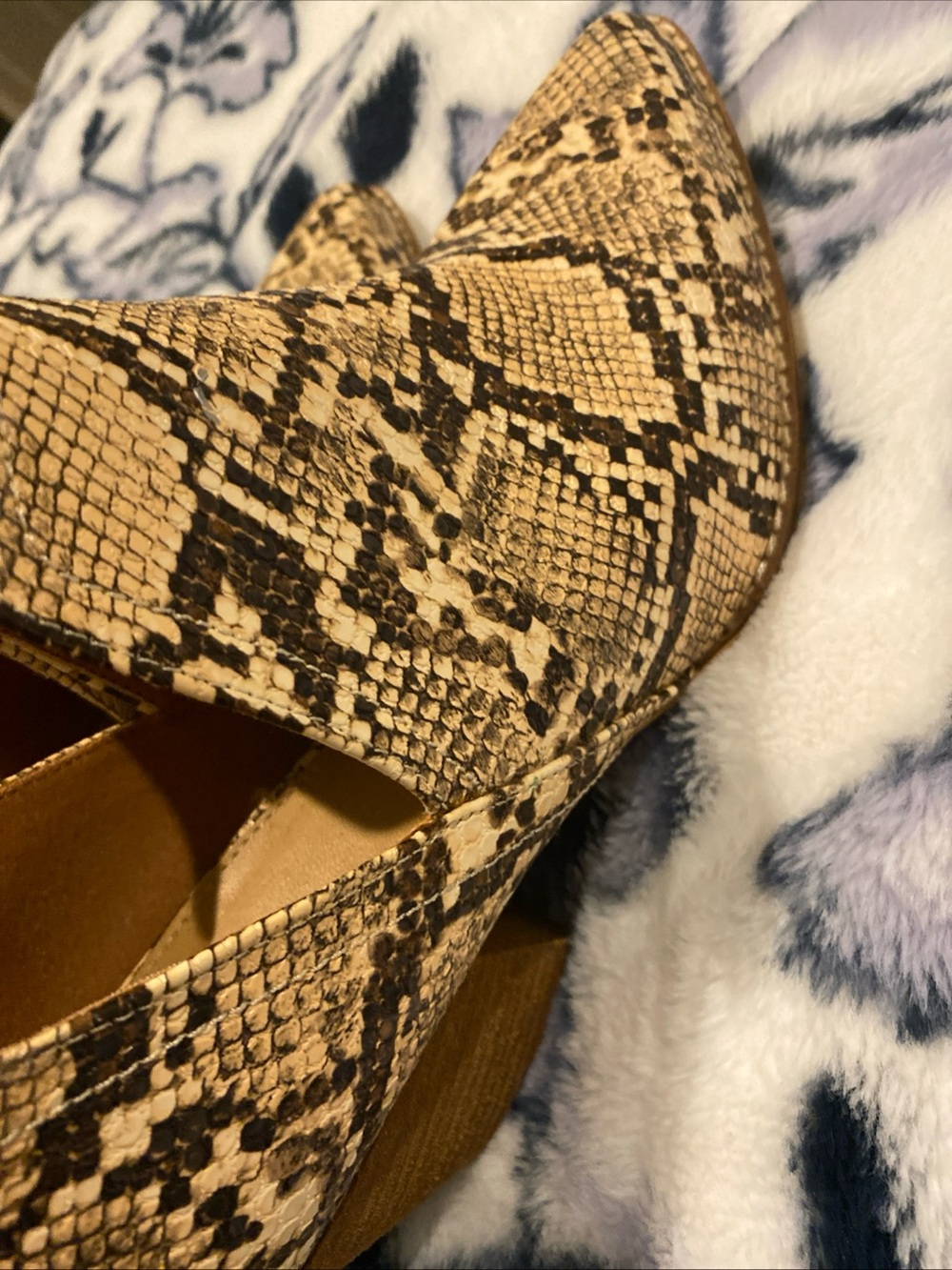 BEAST FASHION Snake-Print Pointed Booties in Tan and Black - Picture 6 of 7